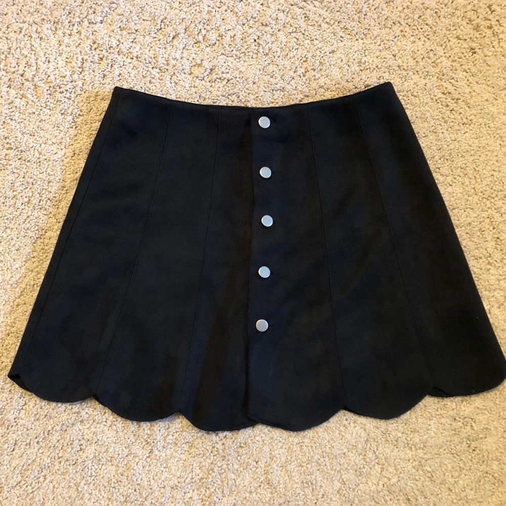 Rumore Button-down Scalloped Edge Skirt Black M